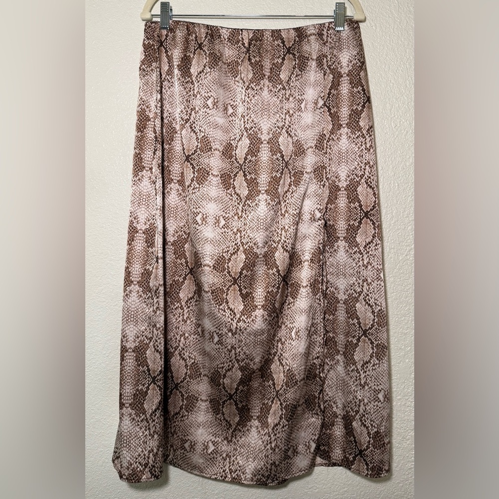 7th Avenue Design Studio Snake Reptile Print Midi Skirt Front Slit Stretch L - Picture 2 of 6